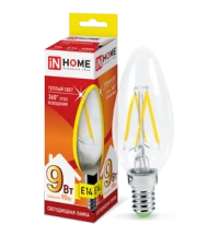 Лампа LED-deco 9Вт Е14 3000К свеча IN HOME